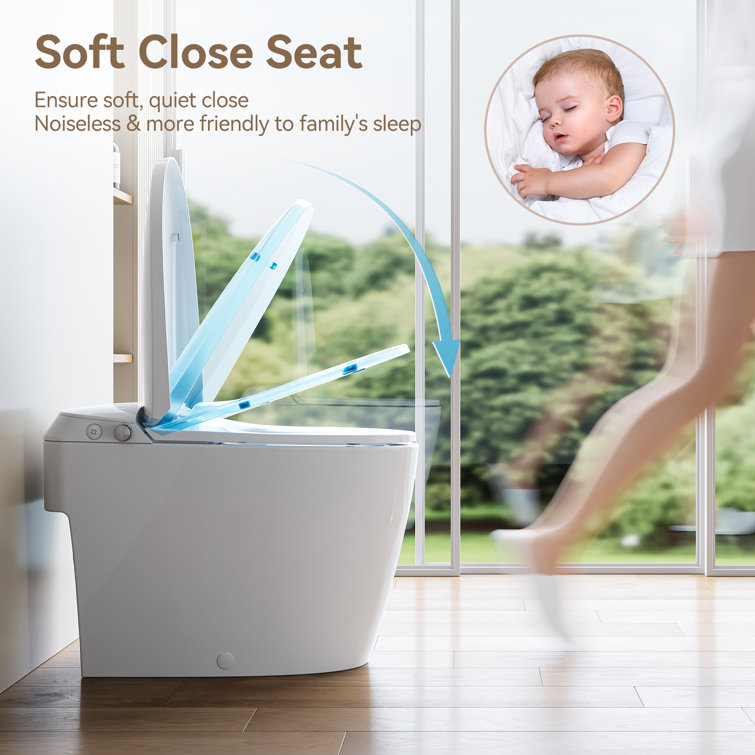 White Elongated Free Standing Non-Electric Smart Bidet Toilet
