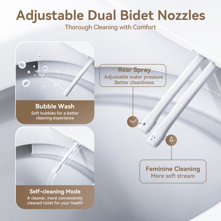 White Elongated Free Standing Non-Electric Smart Bidet Toilet