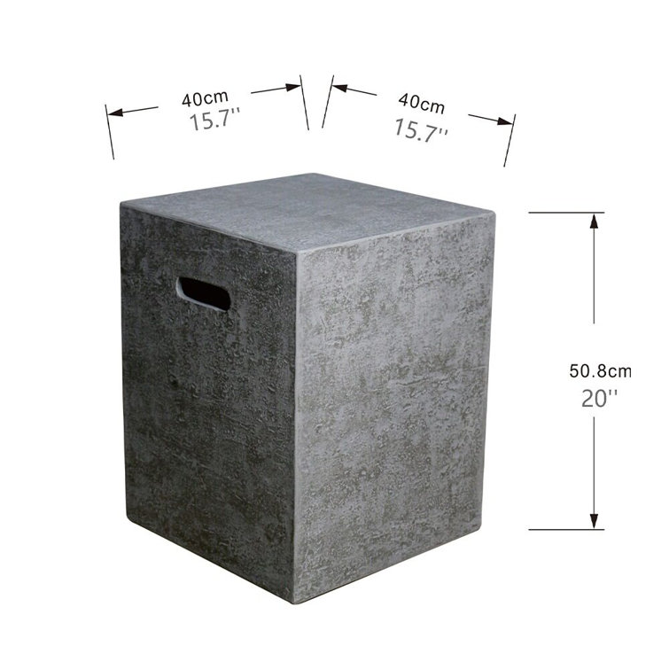 Light Gray Concrete Propane Tank Cover Side Table
