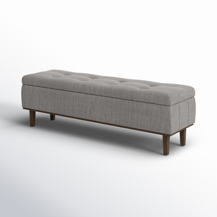 Elegant Dark Gray Tufted Storage Bench with Wood Frame