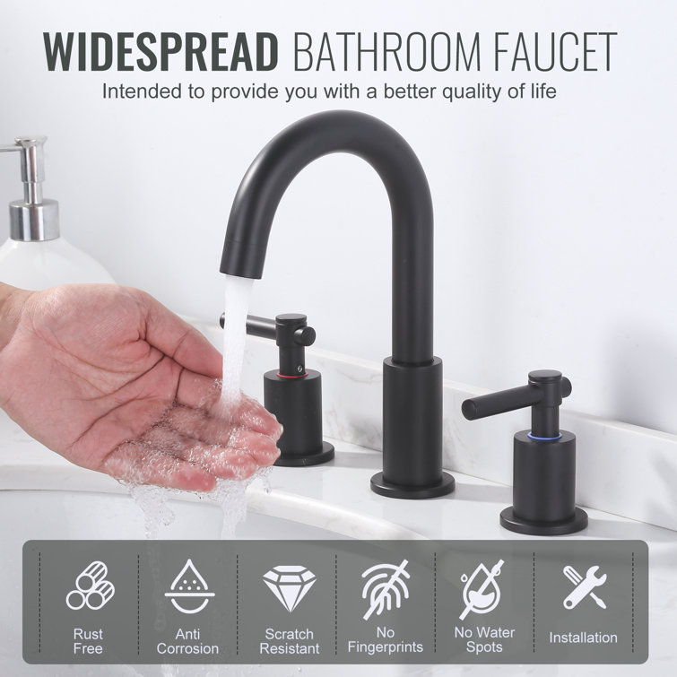 Matte Black Brass 8-inch Widespread Bathroom Faucet