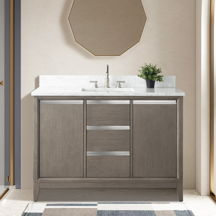 Driftwood Gray 48" Single Sink Bathroom Vanity with Engineered Marble Top