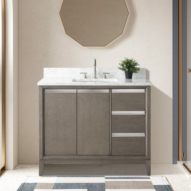 Driftwood Gray 42" Single Sink Bathroom Vanity with Marble Top