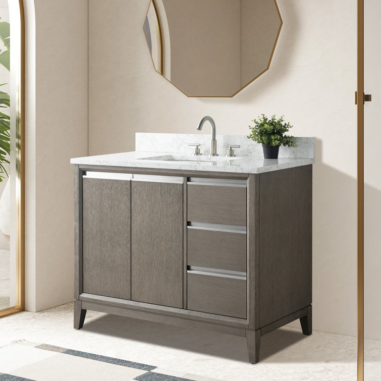 Driftwood Gray 42" Single Sink Bathroom Vanity with Marble Top