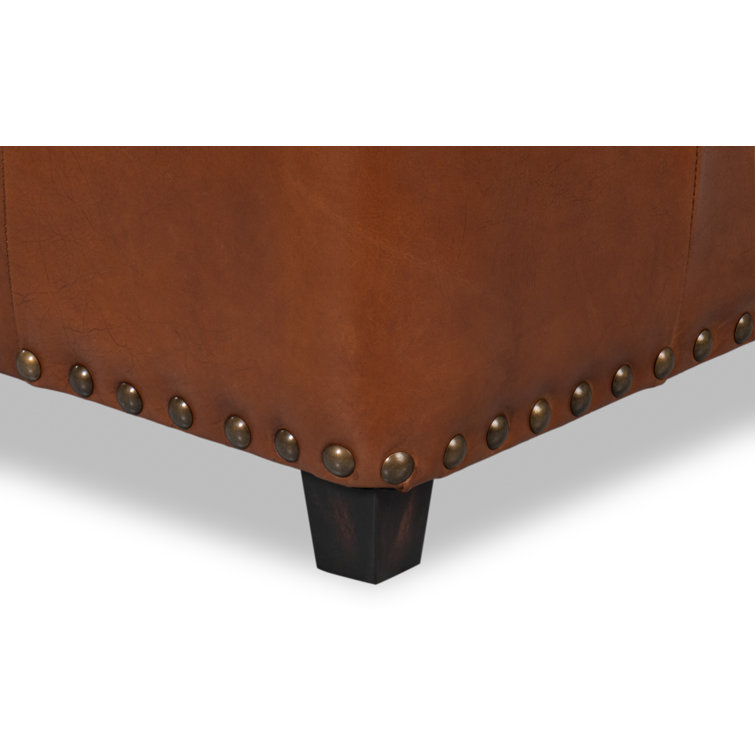 Papa Brown Leather Tufted Storage Ottoman