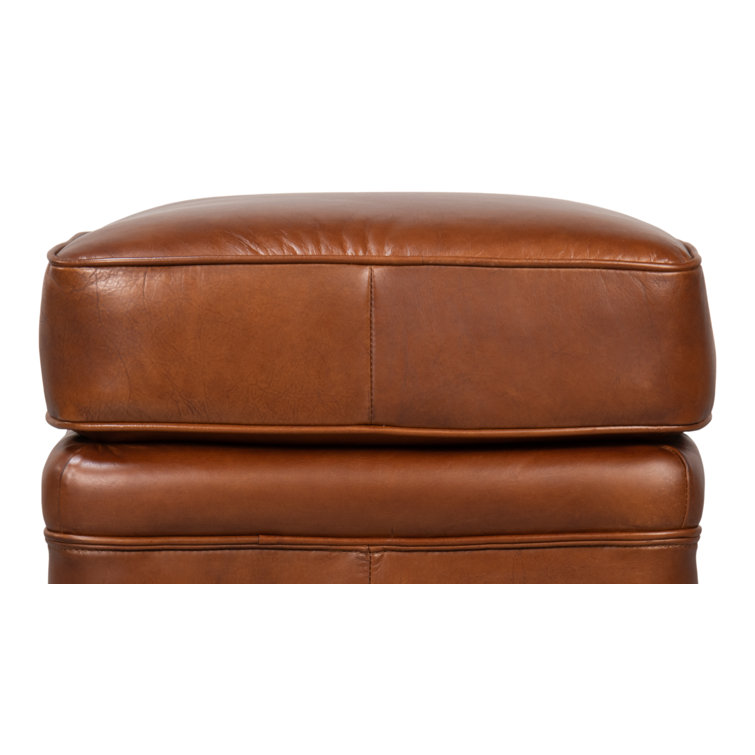 Papa Brown Leather Tufted Storage Ottoman