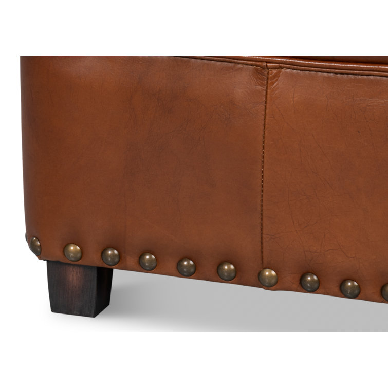 Papa Brown Leather Tufted Storage Ottoman