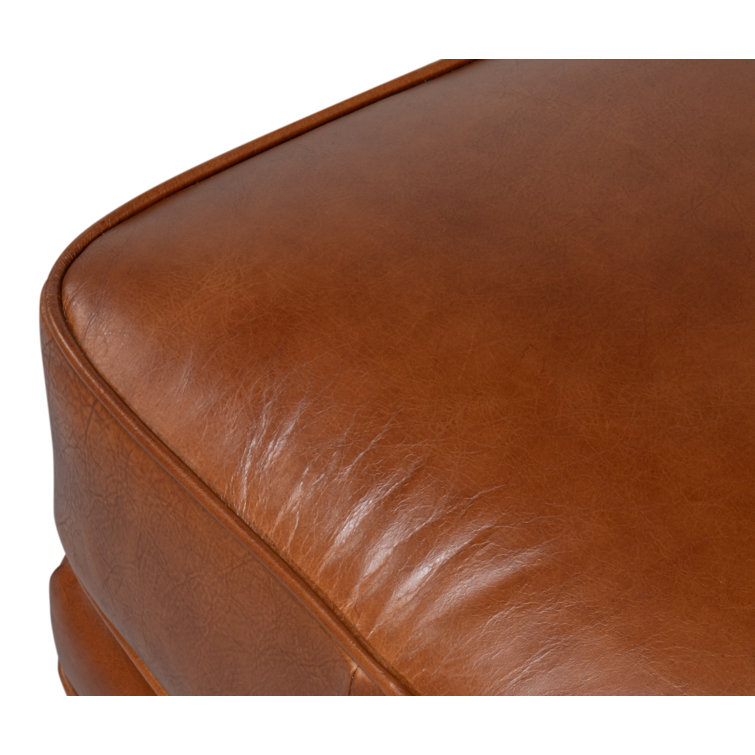 Papa Brown Leather Tufted Storage Ottoman