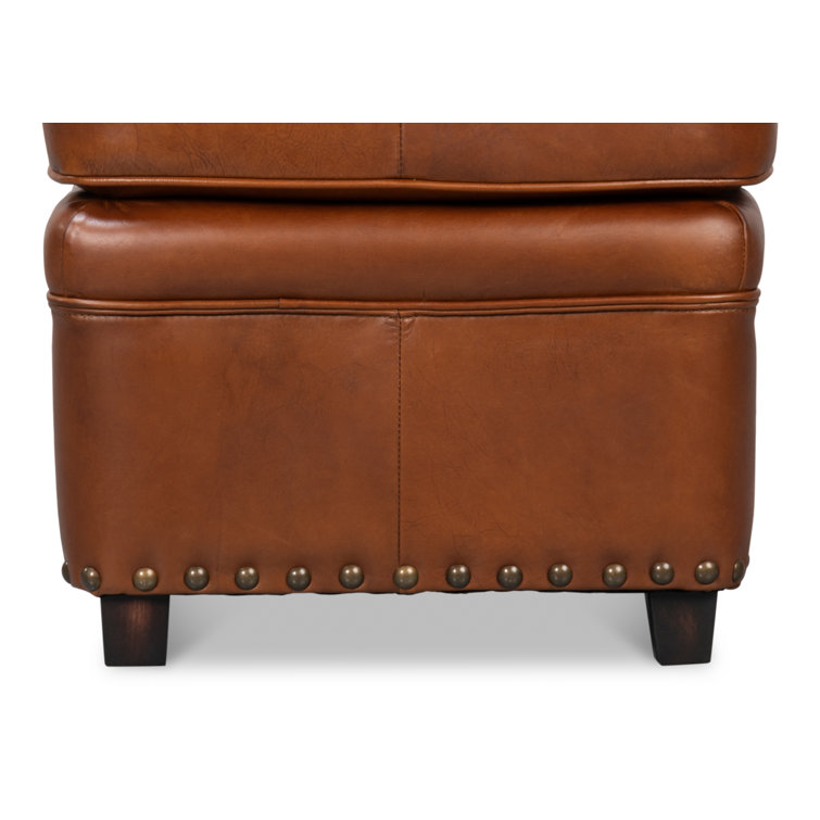 Papa Brown Leather Tufted Storage Ottoman