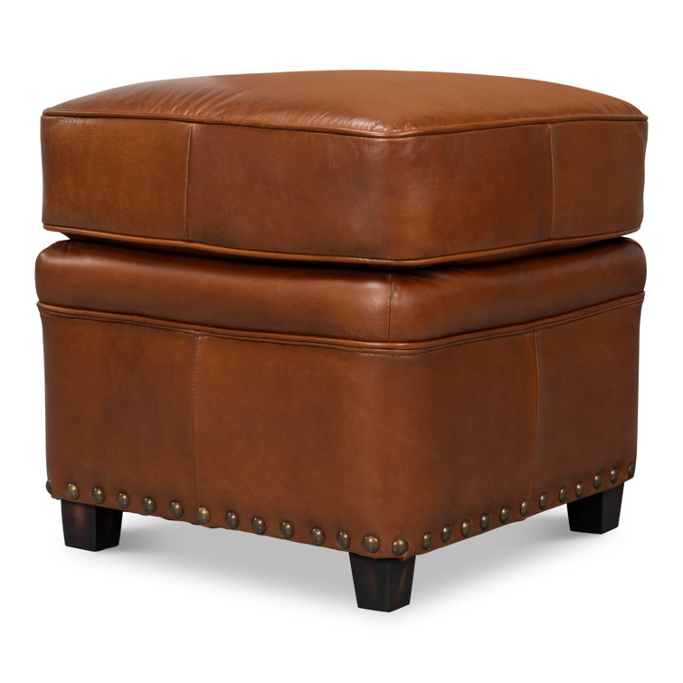 Papa Brown Leather Tufted Storage Ottoman