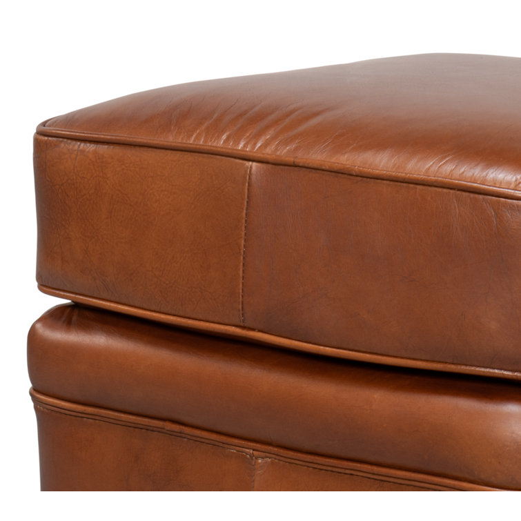 Papa Brown Leather Tufted Storage Ottoman