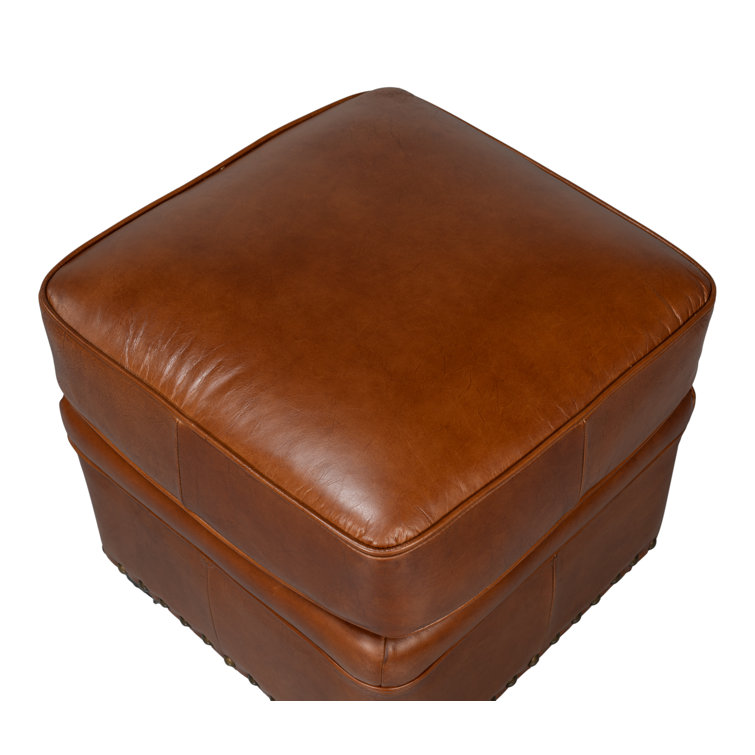 Papa Brown Leather Tufted Storage Ottoman