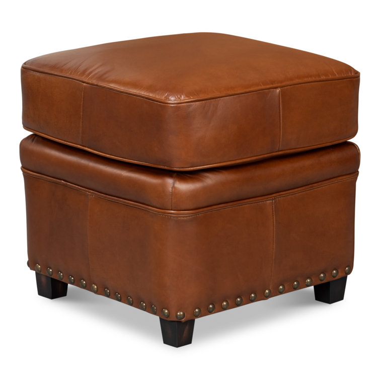 Papa Brown Leather Tufted Storage Ottoman