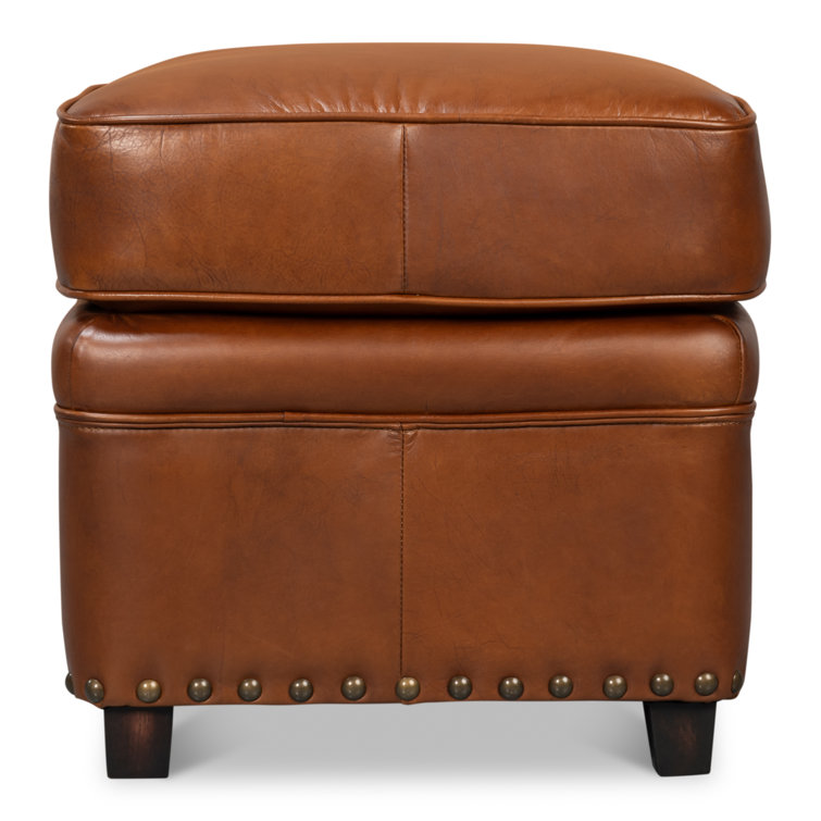 Papa Brown Leather Tufted Storage Ottoman