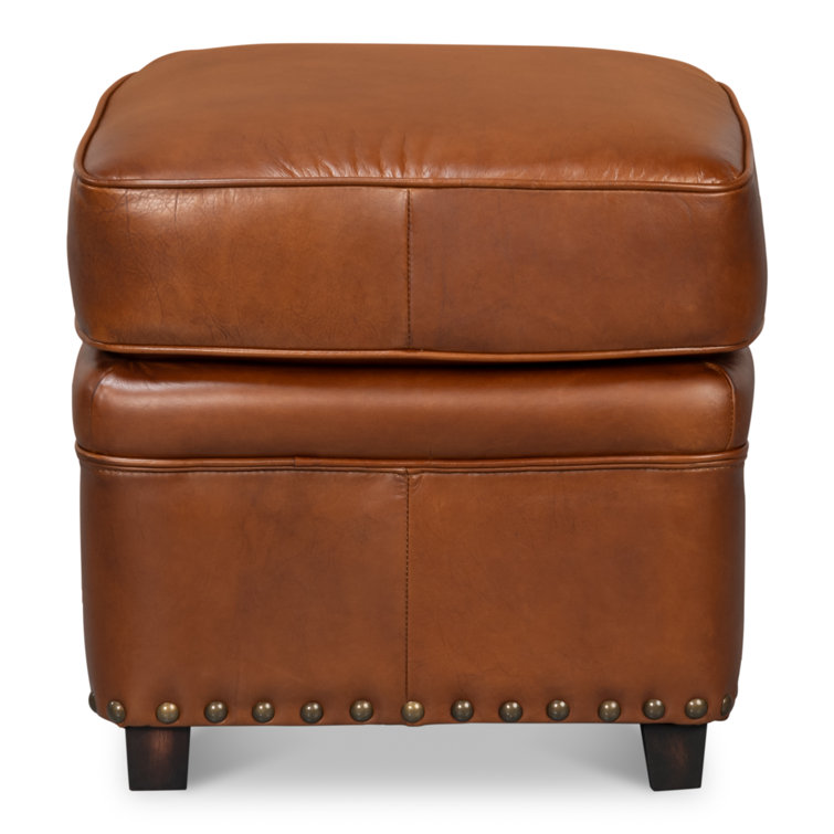 Papa Brown Leather Tufted Storage Ottoman