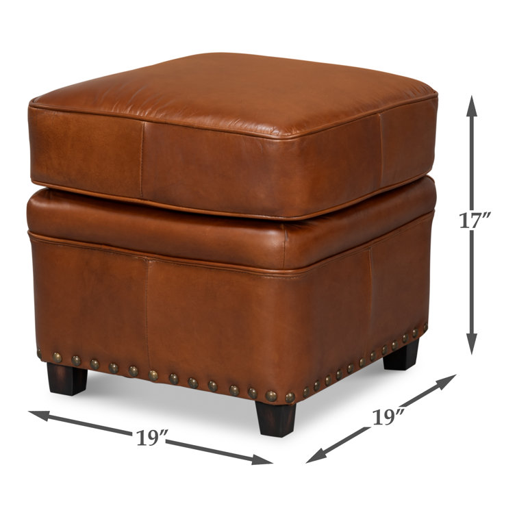 Papa Brown Leather Tufted Storage Ottoman