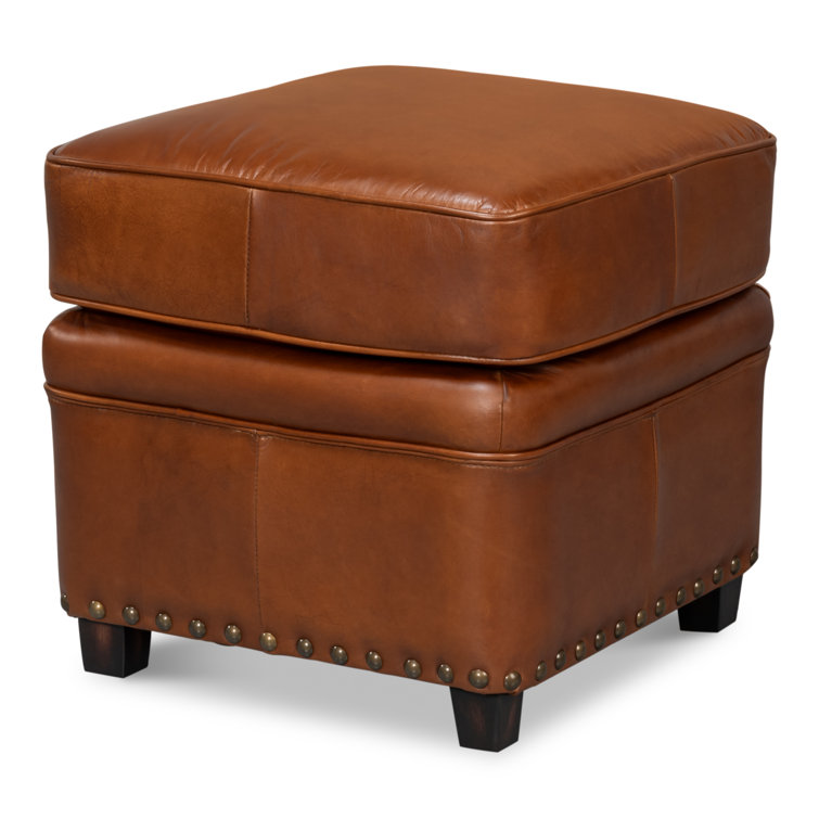 Papa Brown Leather Tufted Storage Ottoman