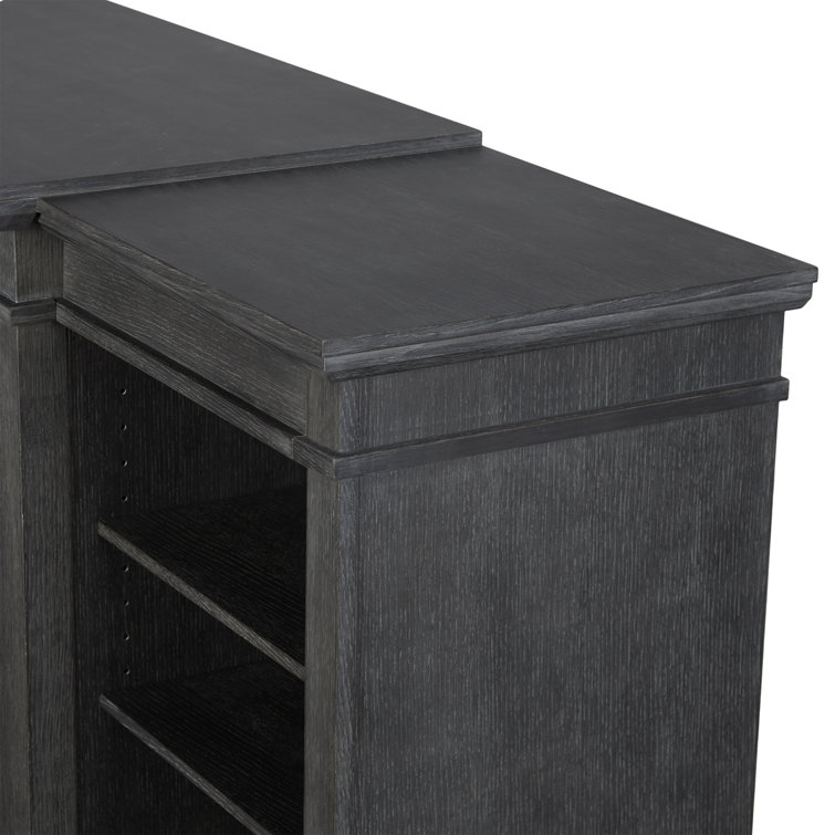 Antique Gray Wood TV Stand with Electric Fireplace