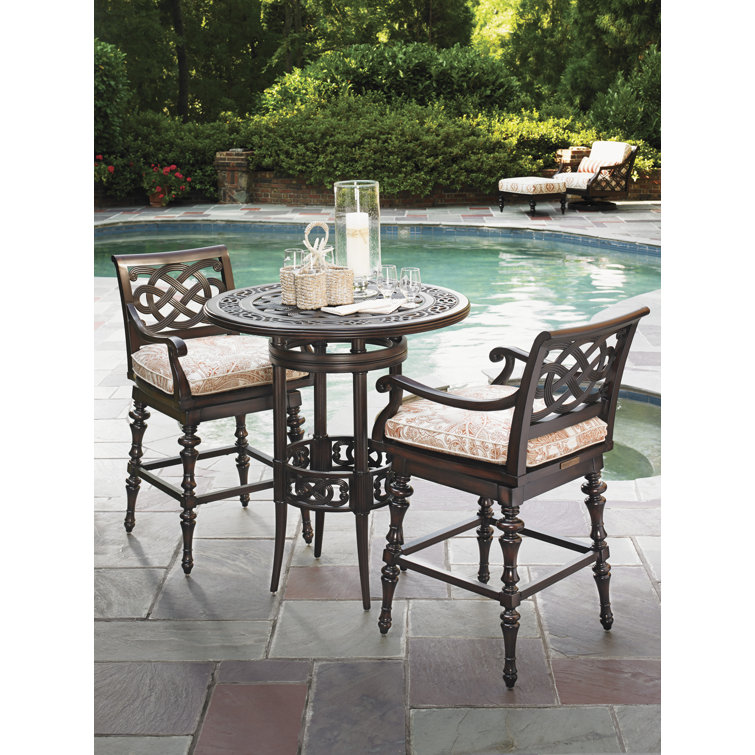 Elegant Black Metal Scroll Design Bar Table