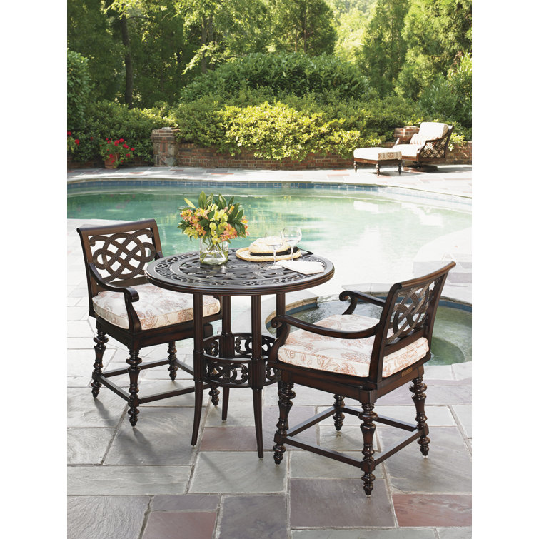 Elegant Black Metal Scroll Design Bar Table