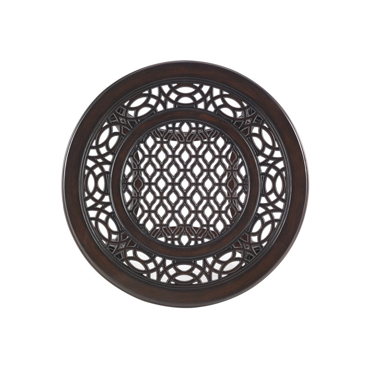 Elegant Traditional Quatrefoil 28" Round End Table in Deep Umber