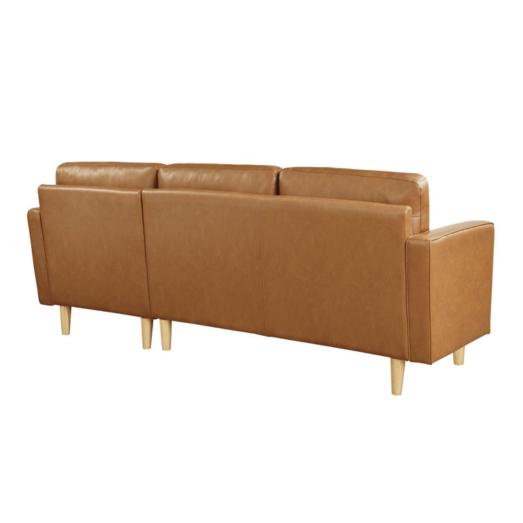 Carmel Tufted Faux Leather Sofa Chaise with Ottoman