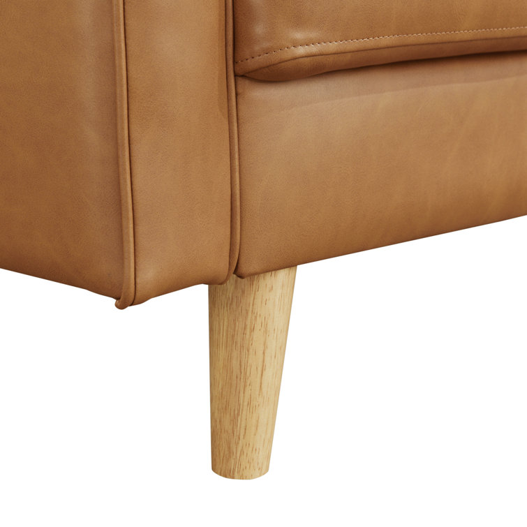 Carmel Tufted Faux Leather Sofa Chaise with Ottoman