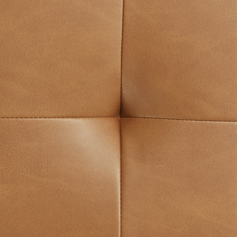Carmel Tufted Faux Leather Sofa Chaise with Ottoman