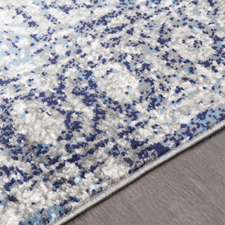 Emma Traditional Navy and Gray Square Area Rug