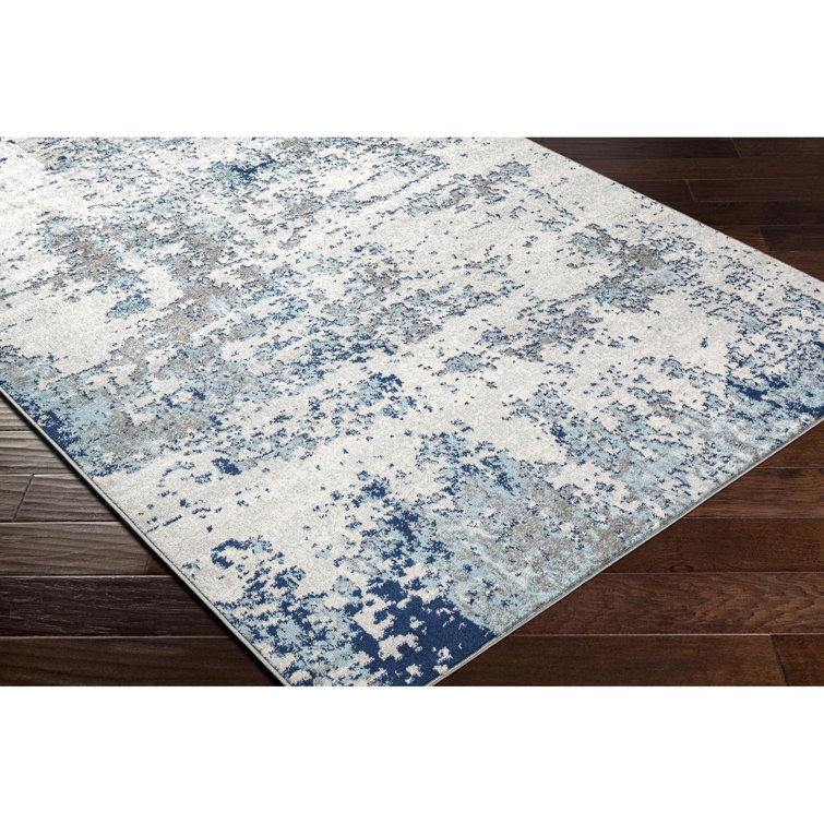 Axton Blue and Gray Abstract Square Area Rug, 6'7"
