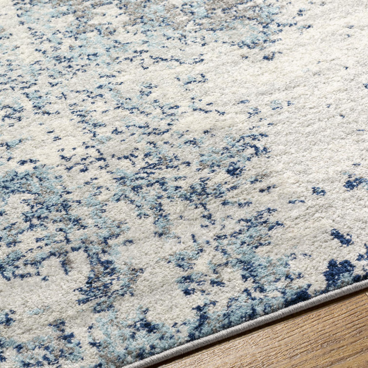 Axton Blue and Gray Abstract Square Area Rug, 6'7"