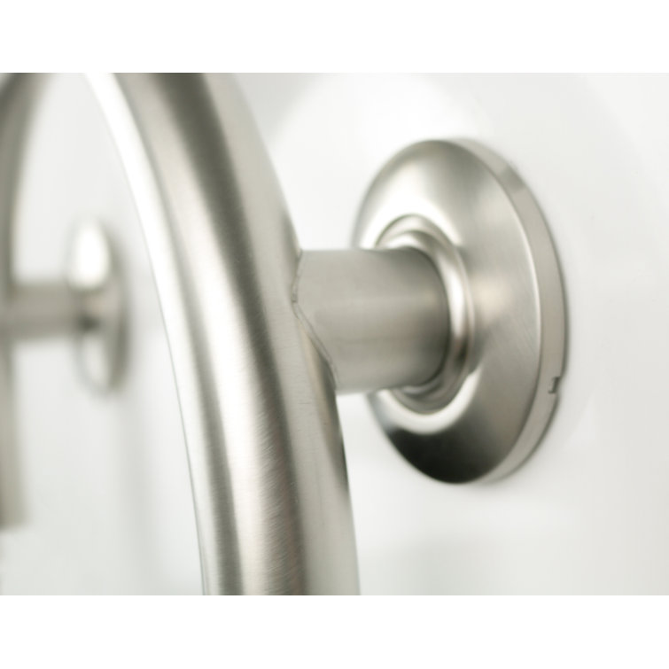 Brushed Nickel Satin Curved Grab Bar with Toilet Paper Holder