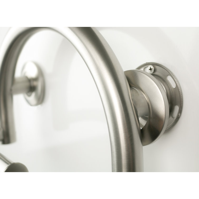 Brushed Nickel Satin Curved Grab Bar with Toilet Paper Holder