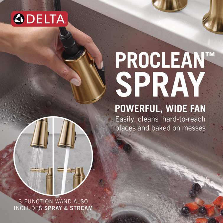 Champagne Bronze Bridge Kitchen Faucet with Pull-out Spray