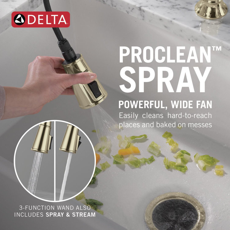 Polished Nickel Double Handle Bridge Kitchen Faucet with Pull-out Spray