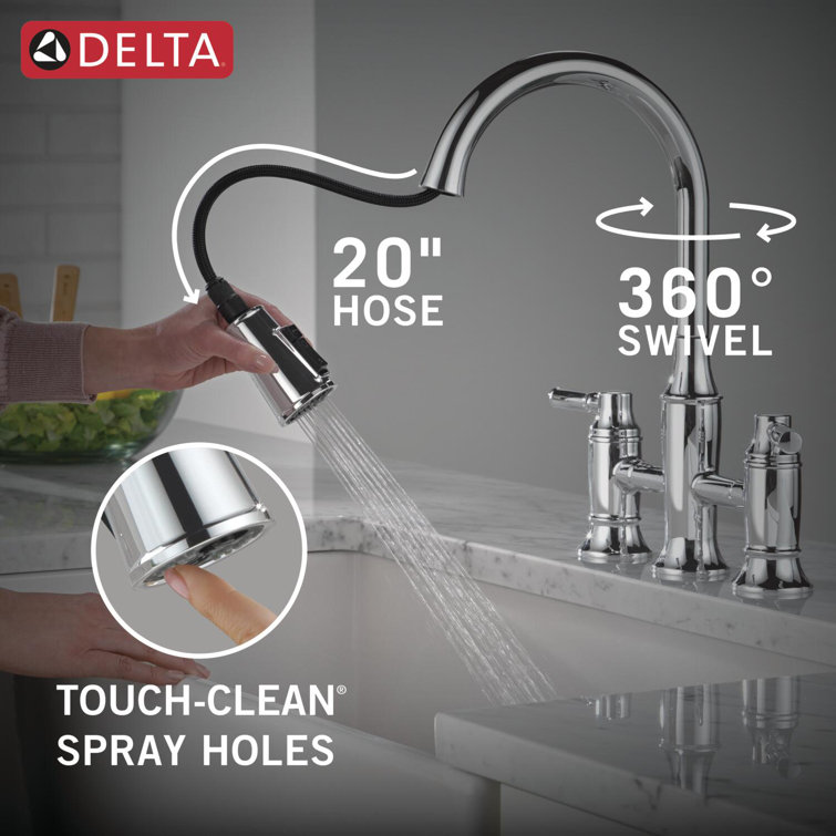 Renaldi Chrome Bridge Kitchen Faucet with Pull-out Spray