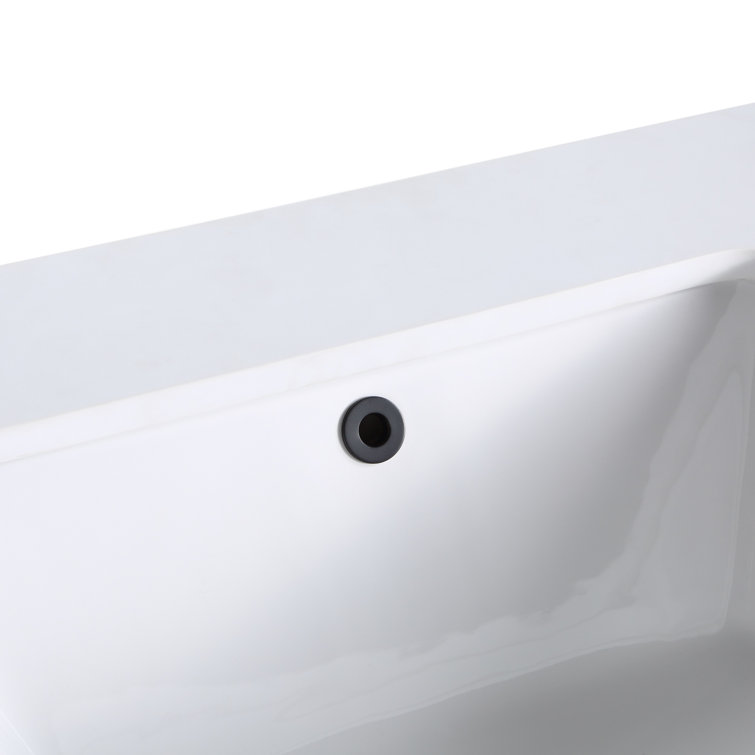 Walnut and White Quartz Single Bathroom Vanity with Matte Black Hardware