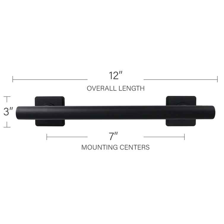 12-inch Matte Black Stainless Steel Wall Mounted Grab Bar