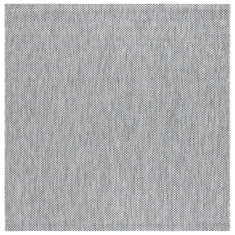 Navy and Grey Square Synthetic Outdoor Area Rug