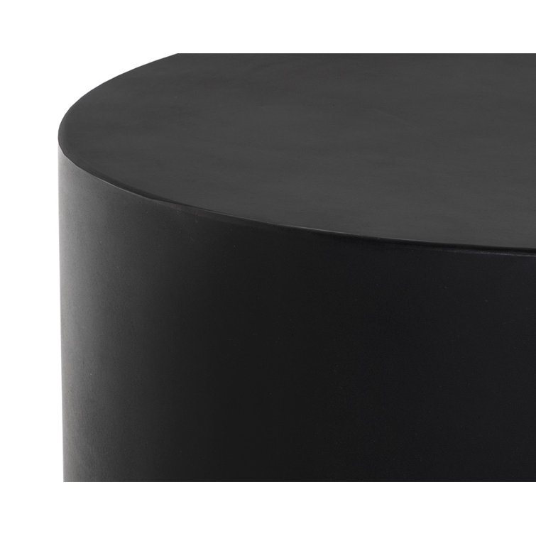 Black Round Glass Top Drum Coffee Table
