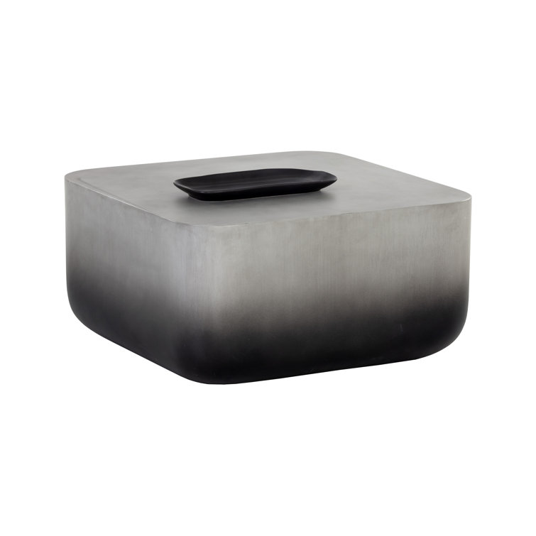Gray and Black Square Concrete Coffee Table