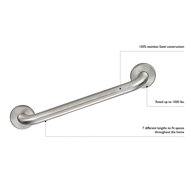 12-Inch Polished Stainless Steel Safety Grab Bar
