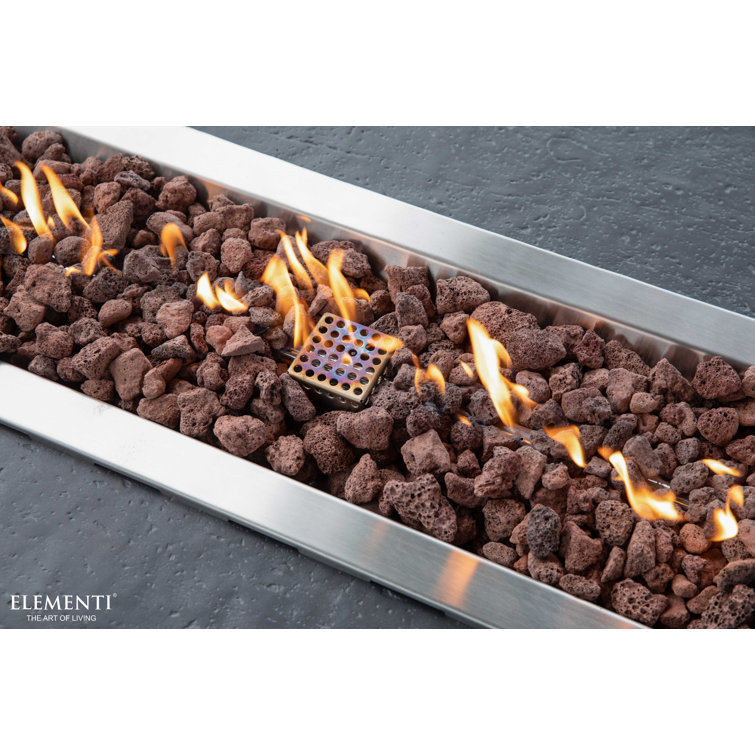 Gray Gas Free-Standing Fire Pit Table with Lava Rocks