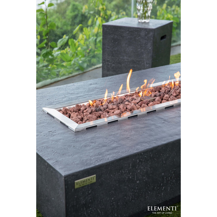 Gray Gas Free-Standing Fire Pit Table with Lava Rocks