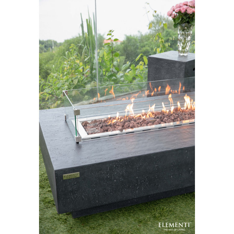 Gray Gas Free-Standing Fire Pit Table with Lava Rocks