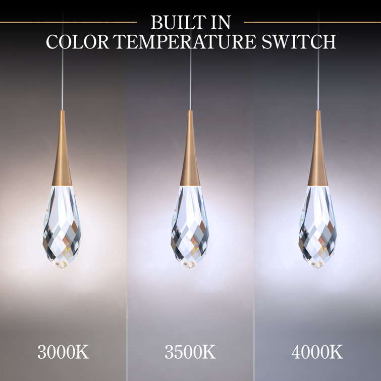 Hibiscus 3-Light Crystal LED Pendant in Aged Brass
