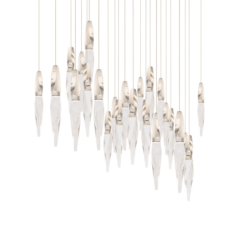 Polished Nickel 23-Light Crystal LED Island Pendant