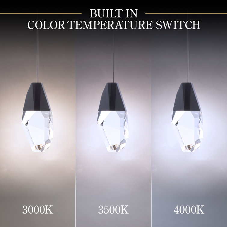 Black and Clear Crystal LED Pendant Light with Polished Nickel Finish