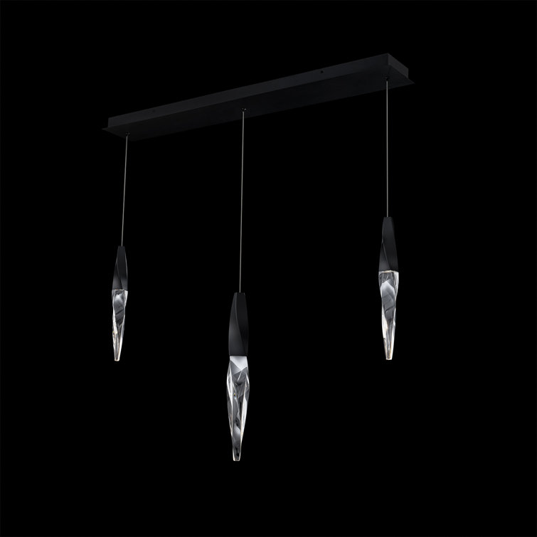 Aged Brass and Clear Crystal LED Island Pendant Light