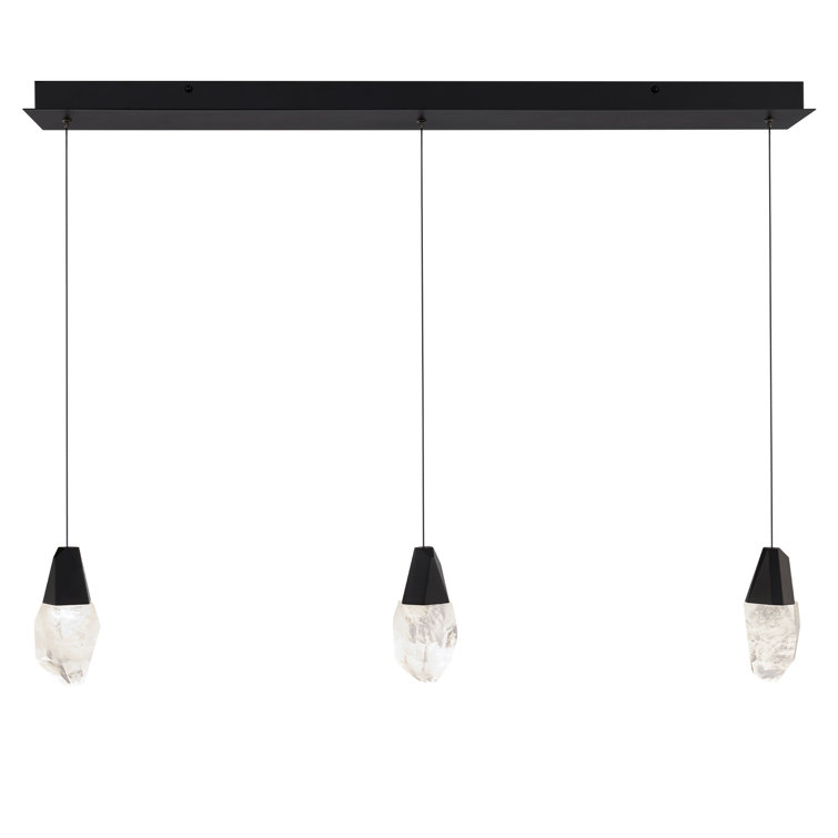 Black and Clear Crystal LED Pendant Light with Polished Nickel Finish
